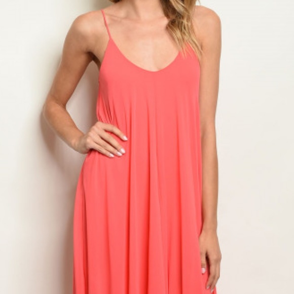 LAST 1! CORAL CHIFFON MAXI DRESS - Picture 2 of 7